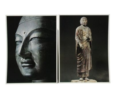 deux photos représentant une statue d'un homme et d'une femme