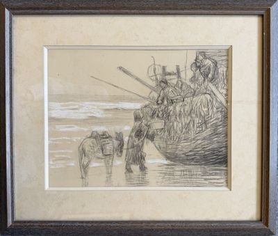 an image of a drawing of a group of people on a boat