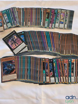 a close up of a bunch of cards sitting on top of a table