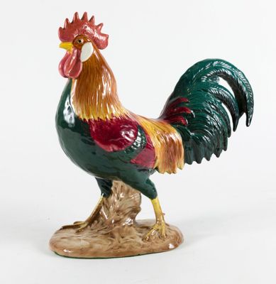 BESWICK England Coq en faïence polychrome
