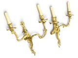 pair of antique brass wall sconces in the style of louis xv
