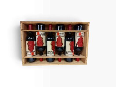 des bouteilles de vin rouge dans une caisse en bois sur fond blanc