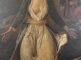 tableau représentant une femme en robe blanche et un homme en veste bleue
