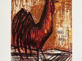 un tableau représentant un coq debout sur une table