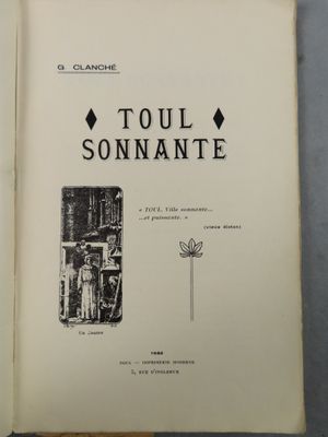 un livre ouvert, orné d'illustrations en noir et blanc
