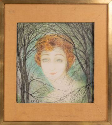 une image représentant un tableau d'une femme dans une forêt