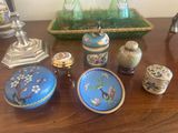 a table with a lot of decorative items on it