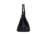 a black handbag on a white background with a white background