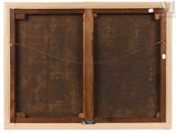 an image of a wooden frame with two doors and a rope