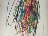 drawing of a drawing of a person ' s head with colored hair