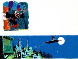 two pictures of a man flying a kite in front of a castle at night and a picture of a man flying a kite in front of a castle at night