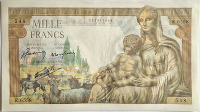 1000 francs Déméter 17/6/1943, SUP+