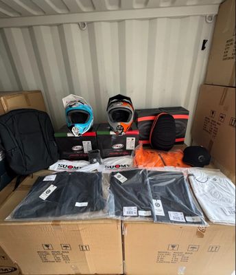 a box full of luggage that is sitting on the floor