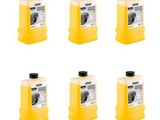 six bouteilles remplies d'un liquide jaune empilées les unes sur les autres