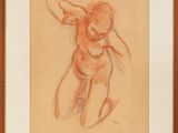 une image représentant le dessin d'une femme nue tenant une raquette de tennis