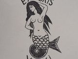 a black and white drawing of a mermaid with the words ex libra ' s youk