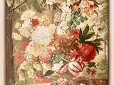 a picture of a painting of flowers in a vase on a table