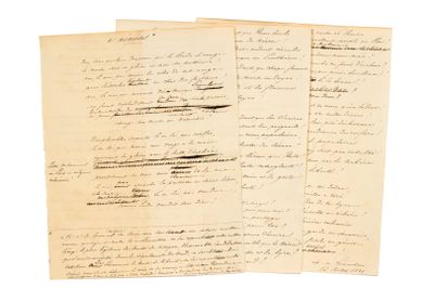 un lot de trois vieux papiers comportant des inscriptions manuscrites