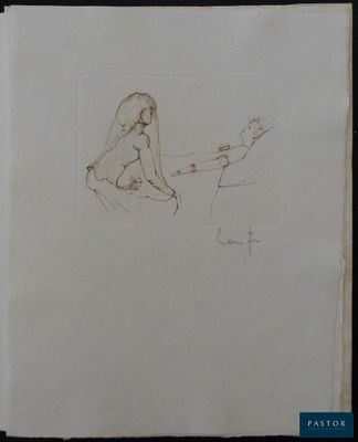dessin représentant une femme assise par terre, la main posée sur ses genoux