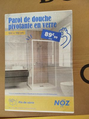 1 paroi de douche pivotante en verre
