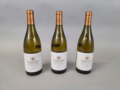trois bouteilles de vin blanc posées les unes à côté des autres sur une table