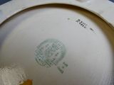 un gros plan d'une cuvette de WC blanche ornée d'un emblème vert