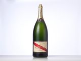 a bottle of champagne that is sitting on a table