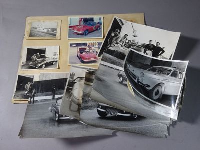 some old photos of cars are stacked on top of each other