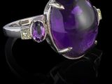 bague en améthorate et diamants en or blanc 18k