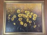 painting of a bunch of yellow flowers in a gold frame