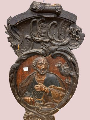 Bas-Relief en bois sculpté polychrome St Pierre Italie XVIII…