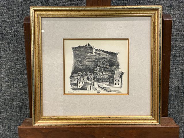 Jacques CINQUIN « Vue d’Aubusson ». Gravure. Signée en bas à gauc...