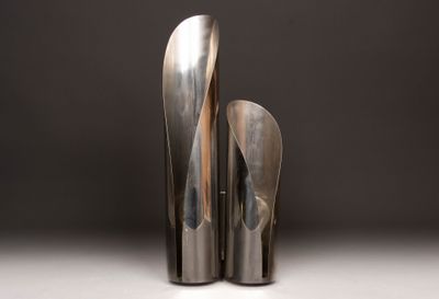 Applique double à deux tubes inox Années 1970 - Photo 1