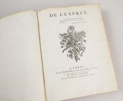 HELVETIUS, Claude-Adrien. De l'Esprit. Paris, Durand, 1758. …