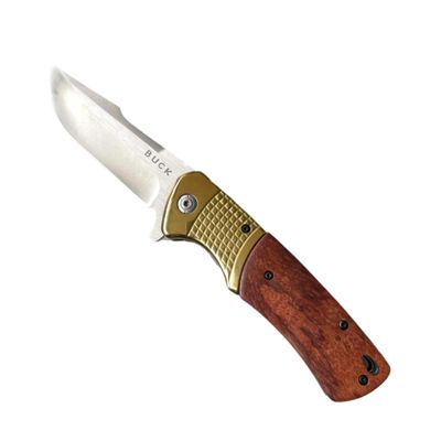 un couteau avec un manche en bois sur fond blanc