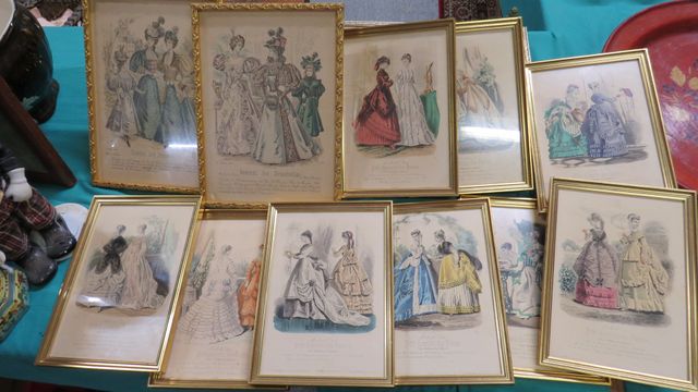Gravures de mode : deux du « journal des demoiselles » et neuf « ...