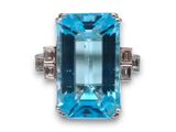 une bague aigue-marine et diamant
