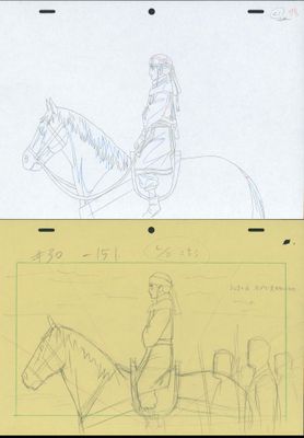 sketches of a man on a horse and a man on a horse