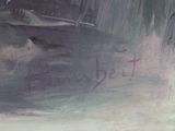 a painting of a cat that is sitting on the ground