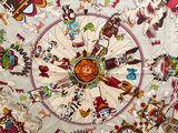 an image of a table cloth with many different designs on it