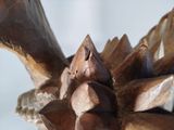 a close up of a wooden sculpture of a pine cone