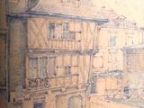 un tableau représentant une femme marchant dans une rue