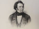 an old drawing of a man in a suit and bow tie