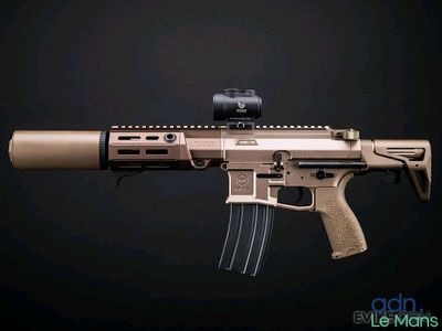 un gros plan d'un fusil sur fond noir