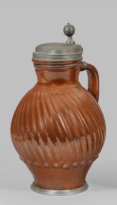 Bunzlauer Melonenkrug Hochgebrannte Irdenware, braun glasier…