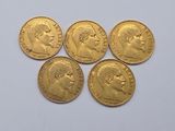 five gold sovereigns of the british empire