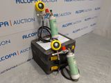 two different types of air compressors sitting on a box