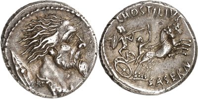 a silver coin with an image of a woman on it