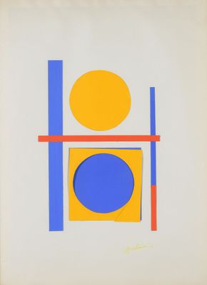 Albert CHUBAC (1925-2008) Composition géométrique jaune et b…
