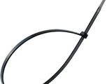 a close up of a black cable with a white background